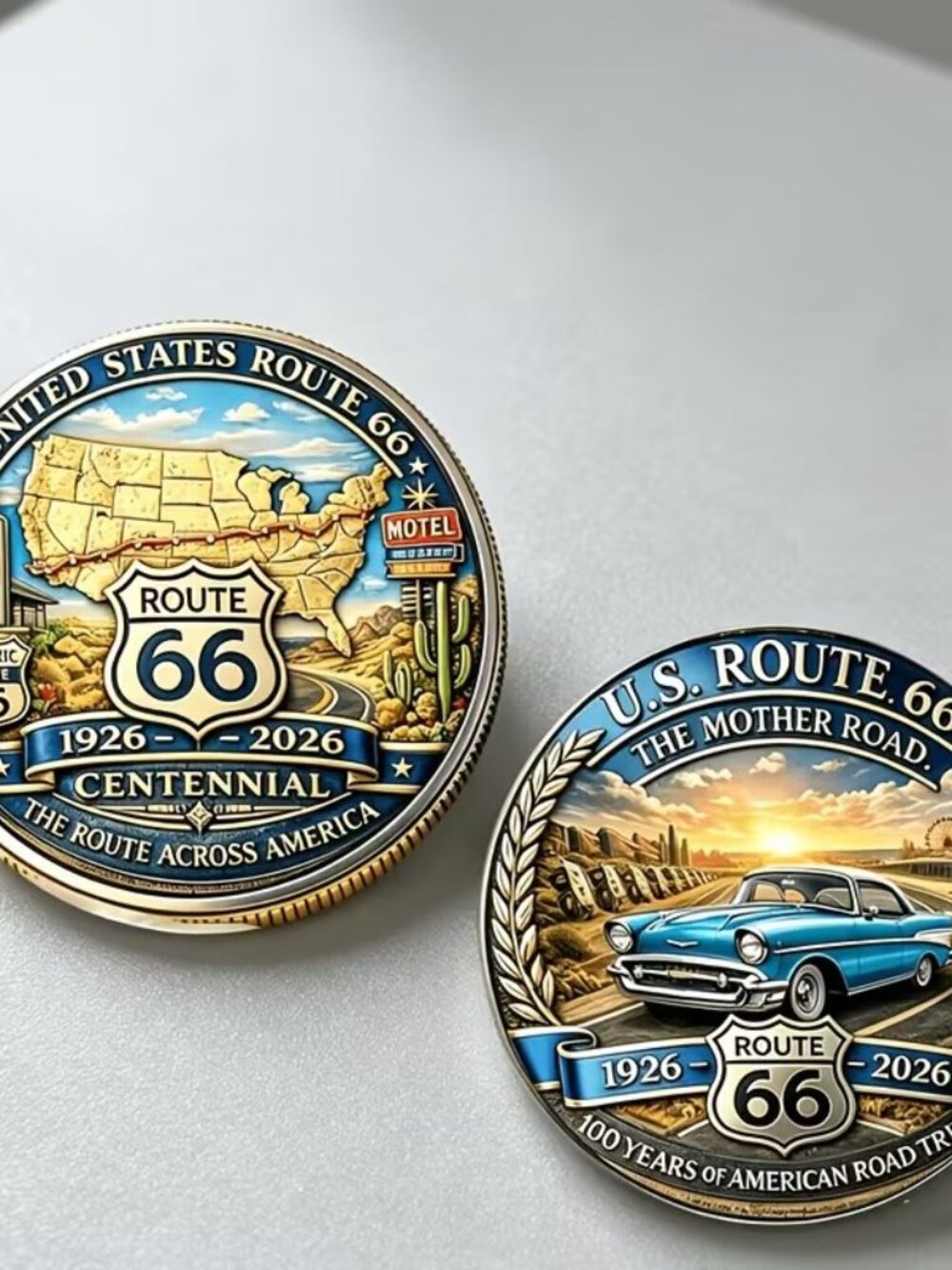 US Route 66 100th Anniversary Commemorative Coin / 1957 Chevy